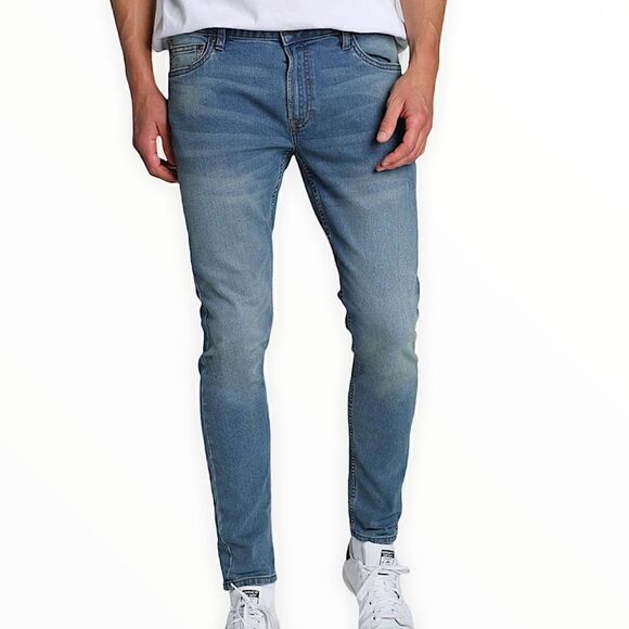 NWT Jachs New‎ York Mens Light Wash Low Rise Slim Fit Denim Jeans Size 34x32 - Picture 1 of 9